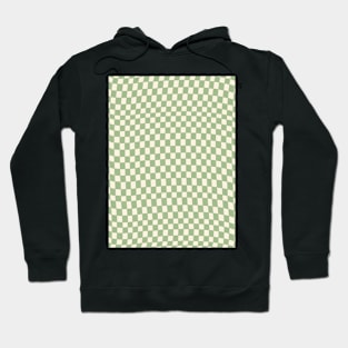 Green and Cream Distorted Warped Checkerboard Pattern III Hoodie